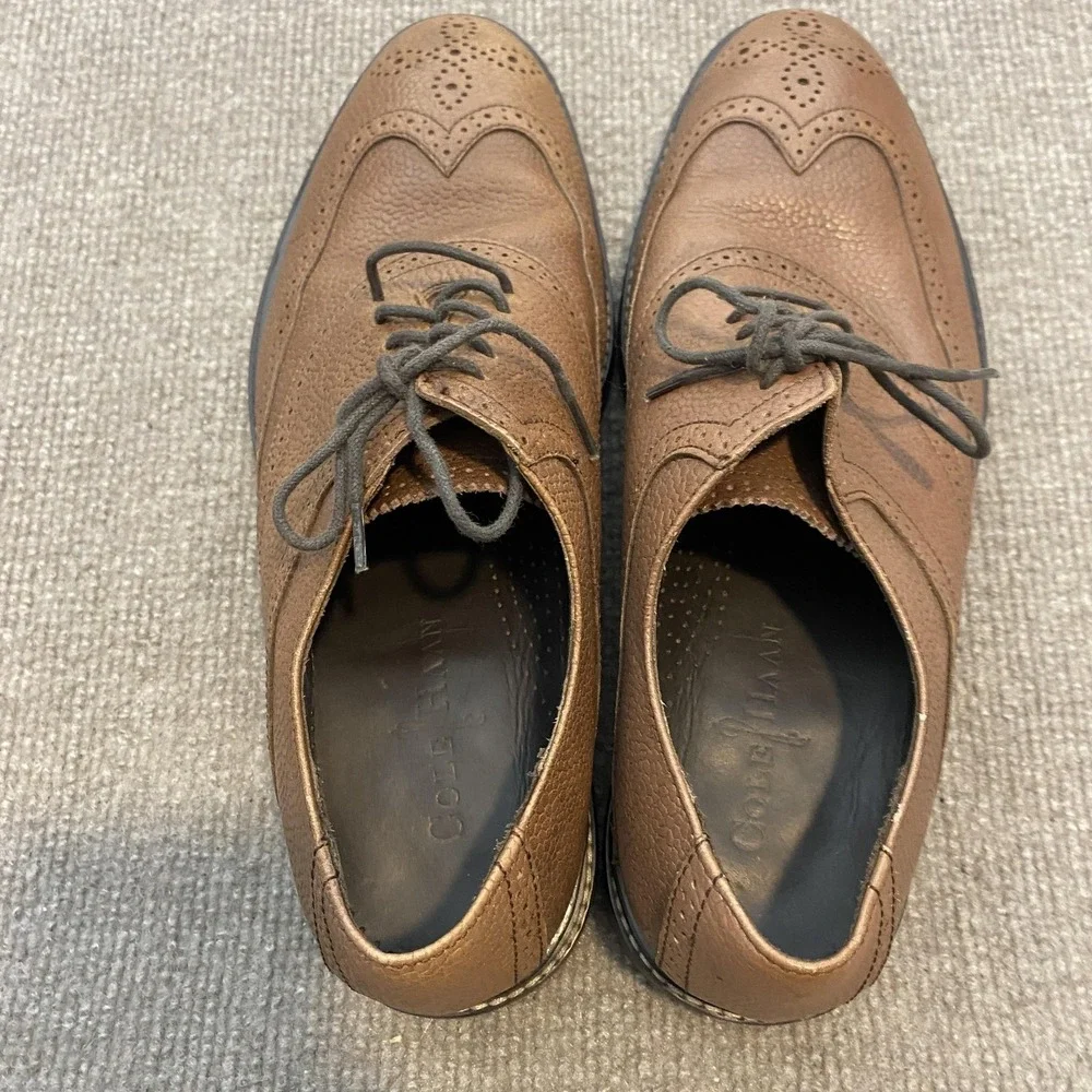Cole Haan Shoes Mens Size 9 Brown Leather Wingtip Oxfords C09976 Business Preppy